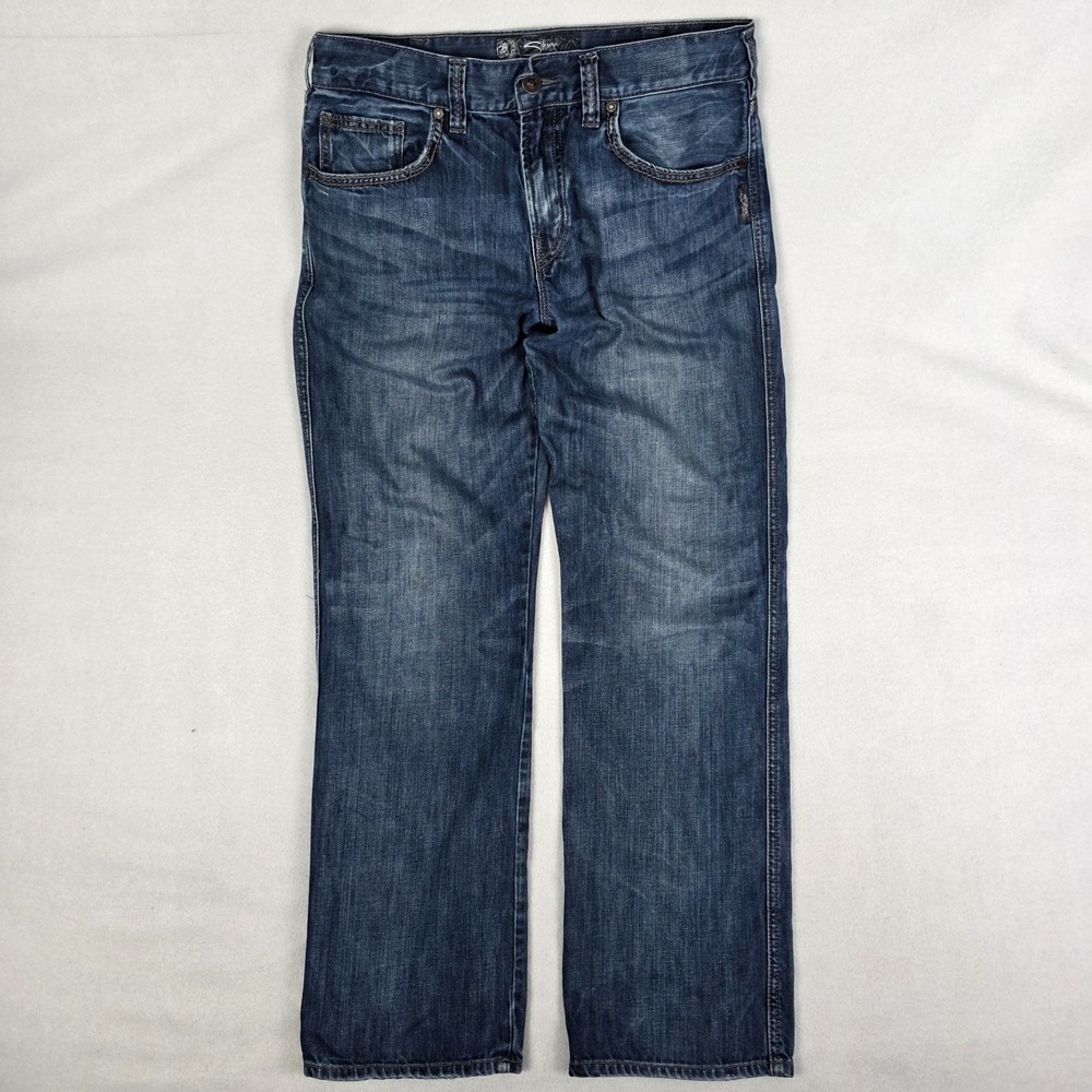 Silver Grason Heritage Jeans Mens 32x32 Blue Fade Distressed Skater Grunge Y2k